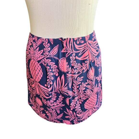 Lilly Pulitzer Womens Pink & Navy Pineapple Print Skirt Size 2 - Picture 7 of 8
